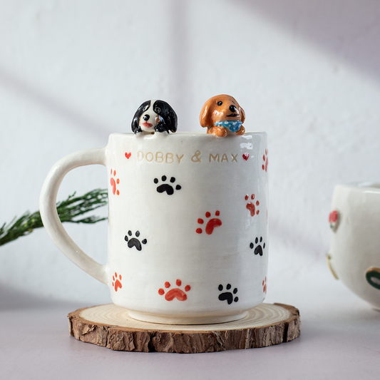 Paw Prints And Pups Cup Customize Handmade Pet Mug