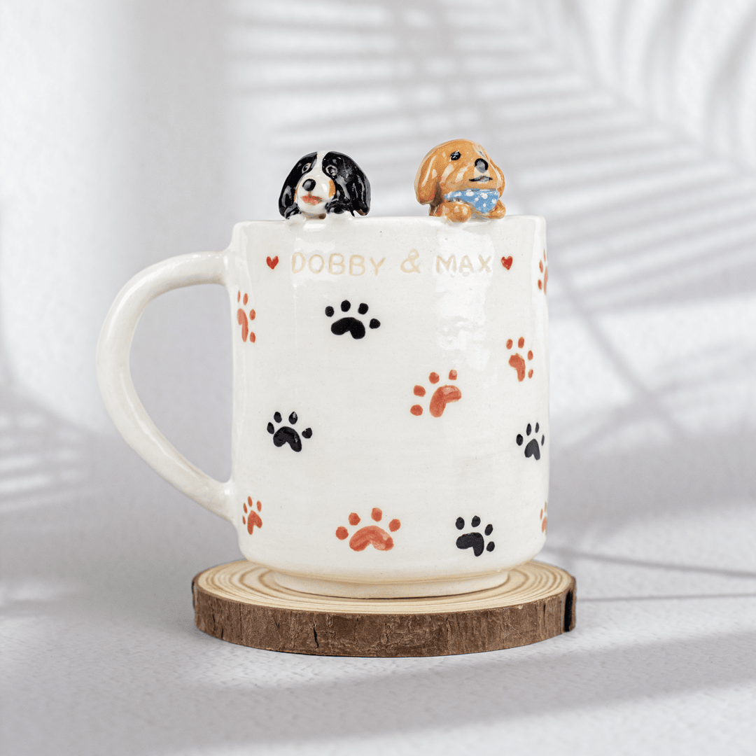Paw Prints And Pups Cup Customize Handmade Pet Mug