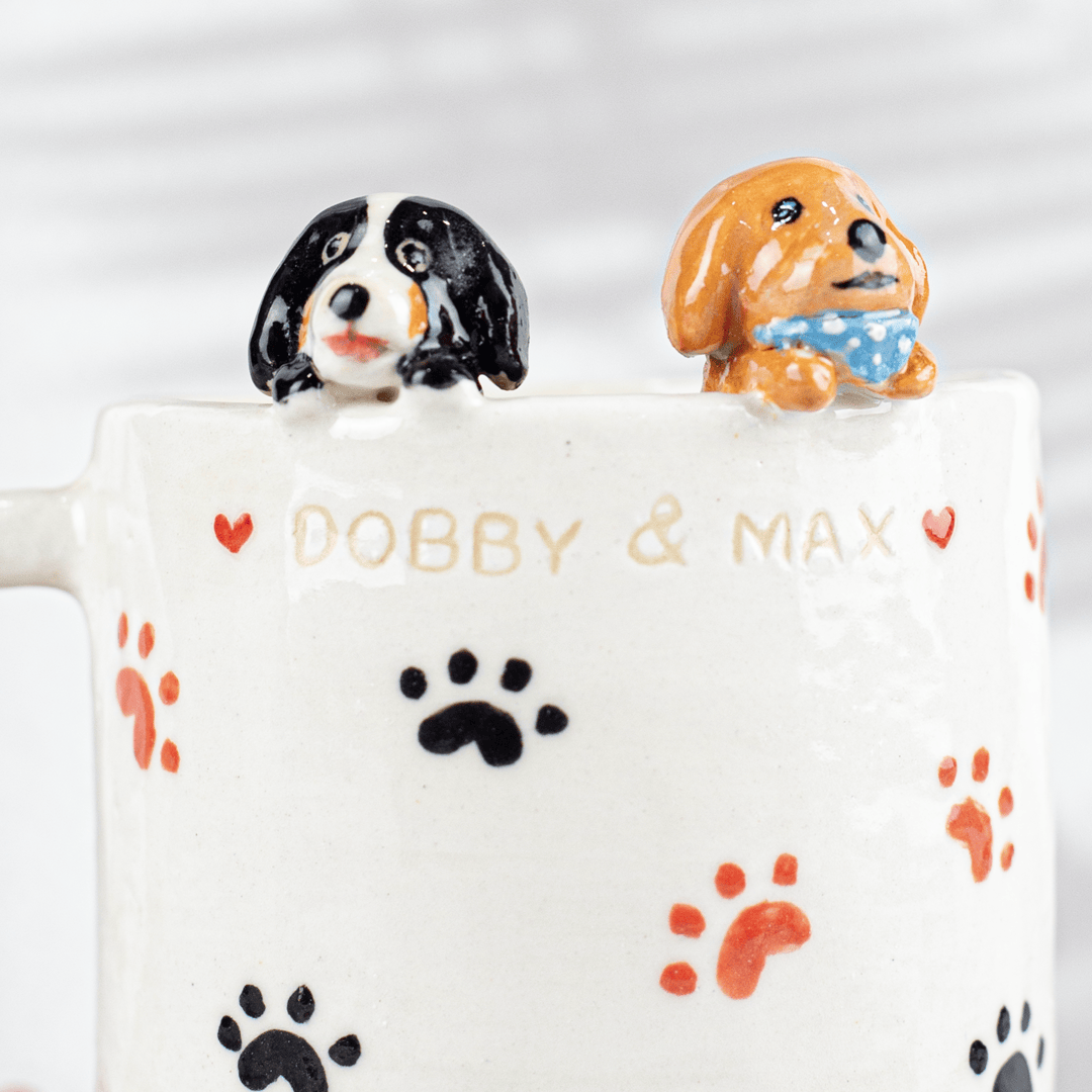 Paw Prints And Pups Cup Customize Handmade Pet Mug