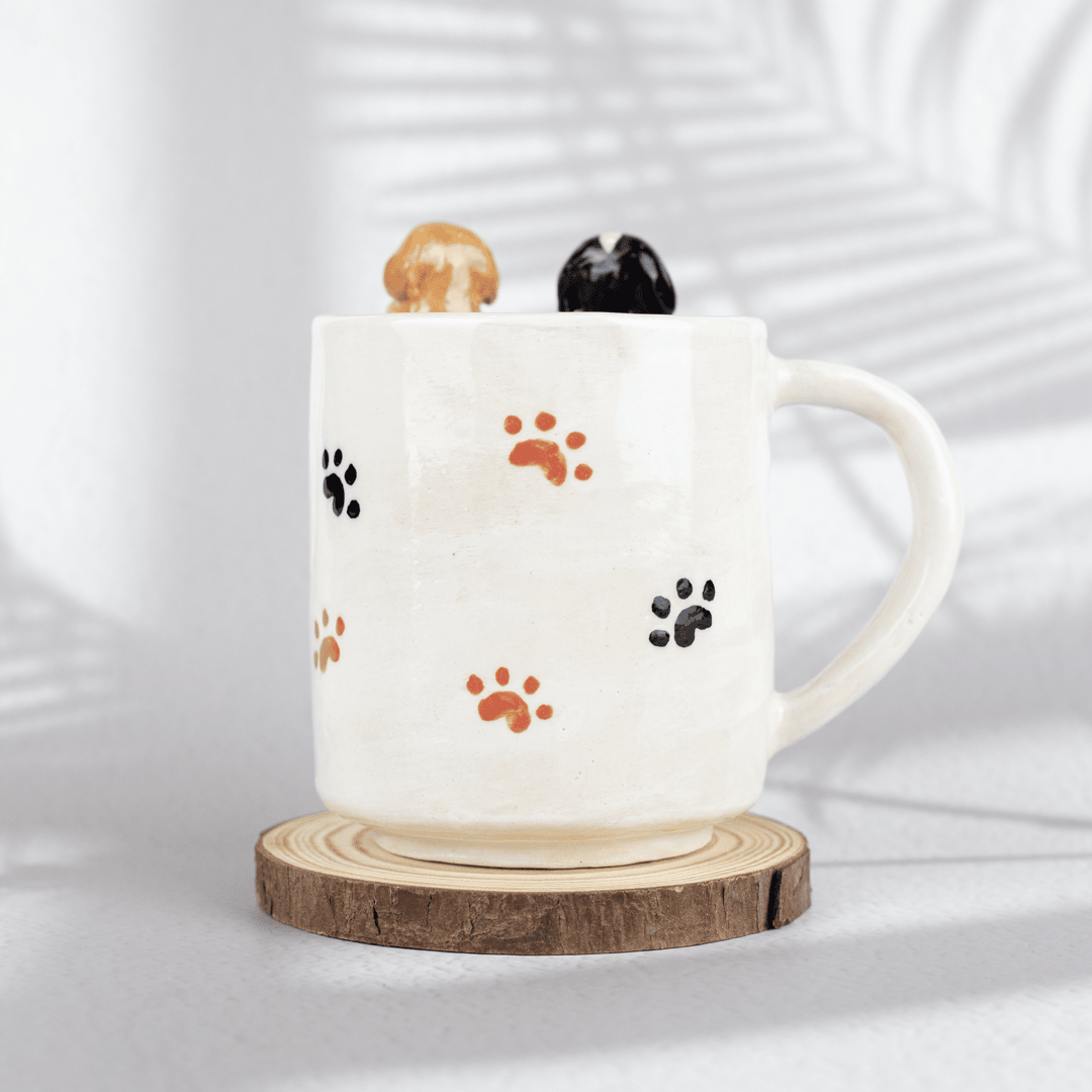 Paw Prints And Pups Cup Customize Handmade Pet Mug