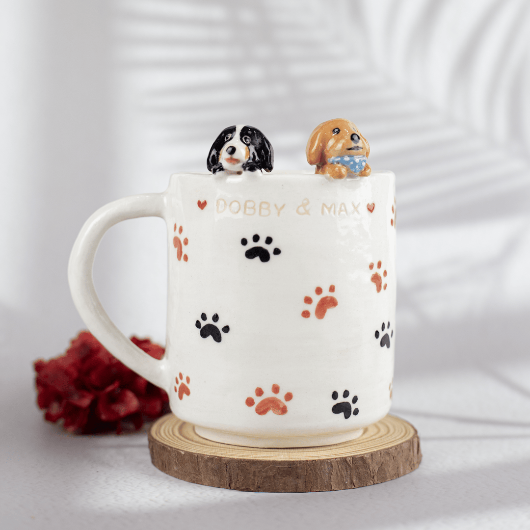 Paw Prints And Pups Cup Customize Handmade Pet Mug